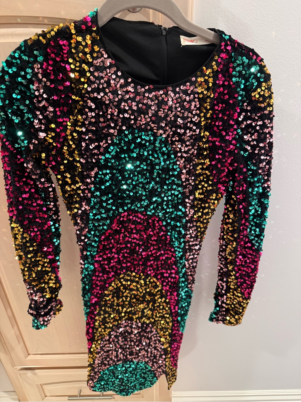 Woman’s Black Multicolor Sequin Party Dress by (Unbranded)